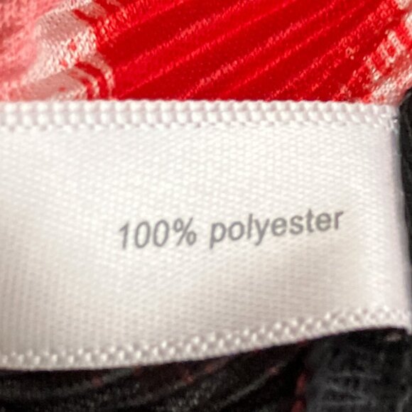 Vintage 00s‎ Y2K Essentials XL Red Black Shiny Pleated Embellished Babydoll Top - Picture 4 of 4